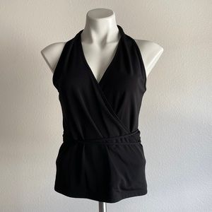 I.N.C Deep V-neck Fitted Sleeveless Black Top Size S